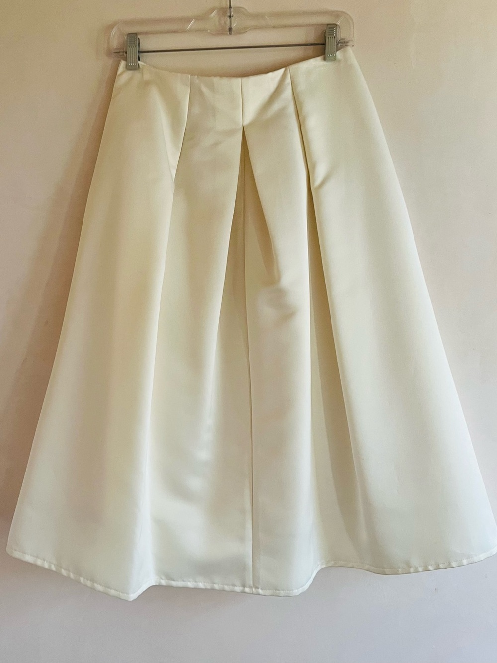 Midi Cream Silk Satin Full Skirt